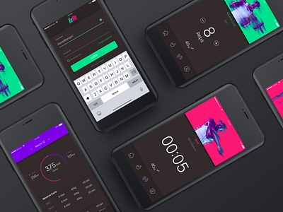 Fitness Tracker App active black dashboad fitness app glitche green ios login mobile app pink powerful purple ui deisgn ux design visual design