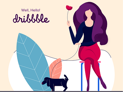 Little Dog Sitter debutshot design dribbbleshot freehand illustration sketch