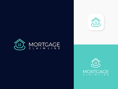 Mortgage Claim Line abstract brand identity branding clean design home house illustration logo modern logo mortgage phone properties property management real estate real estate agency simple logo turquoise