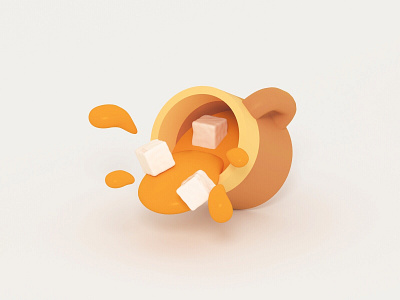 Sweating Little Milk Tea 3d art blender character design drawing illustration milk sweating tea