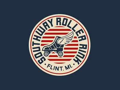 Southway Roller Rink Logo badge branding design flat graphic design graphic art icon illustration illustrator logo retro type typography vector