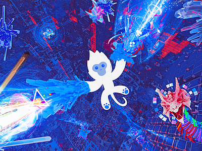 Crazy monkey Hi-Fi blaster blaze cg character decor dragon effects graphics hi fi monkey promo shureshki space visual 工程师 插图 画片