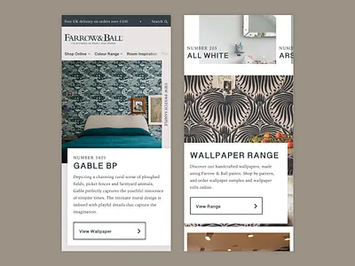 Farrow & Ball Mobile ecommence mobile responsive ui ux web desgin