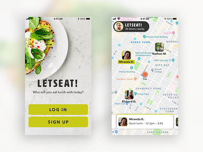 letSeat app food ios login mobile sign up splash ui ui ux