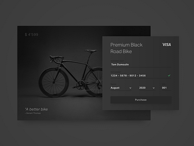 Ui 002 – Credit Card Checkout 002 bike black checkout credit card dailyui design form payment photo purchase race racing ui visa