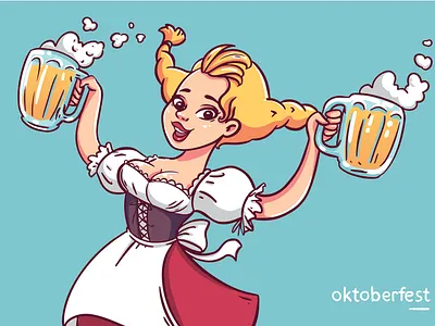Girl with beer beer character girl holiday illustration octoberfest