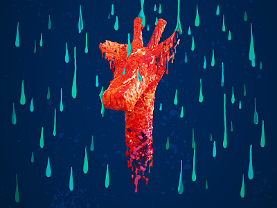 Geoffrey the Giraffe in the Rain drips drops giraffe melting mixed media photoshop rain sculpture