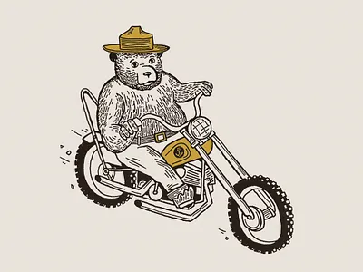 Smokey on a chopper! bear bear logo branding camp chopper design dirtbike harley illustration motorcycle national parks nps outdoor retro scrambler smokey vintage