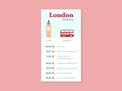 Daily UI #079 - Itinerary app daily ui daily ui challenge design desktop illustration interface itinerary list mobile plan route schedule time todo tour travel typography ui ux