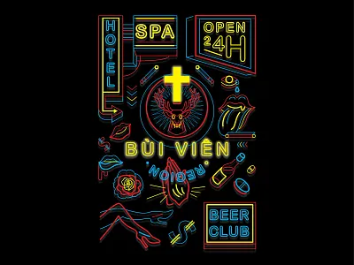 Bui Vien buivien illustration lifestyle line neon saigon vietnam