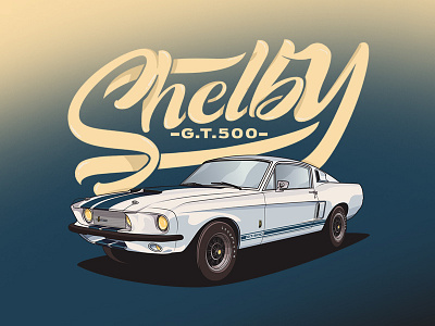 Shelby G.T.500 auto carro illustration mrplasta mustang tipography type