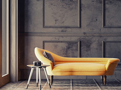 Yellow chaise longue archviz archviz interior blender3d cycles cyclesrender design illustration interior interior architecture interior design material pbr textures