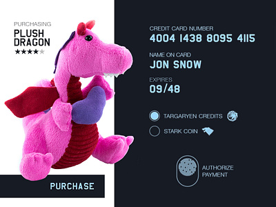 Daily UI challenge #002 002 adobe xd credit card credit card checkout dailyui dailyui 002 dragon game of thrones mobile stark targaryen ui uidesign web design