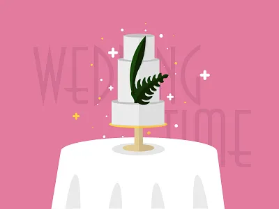 Wedding Cake cake design green illustration invite logo pink time wedding white