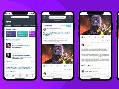 Mobile Web App - Discussion Forum design iphonex mobile mobile app product progressive web app typography ui ux