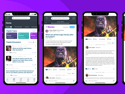 Mobile Web App - Discussion Forum design iphonex mobile mobile app product progressive web app typography ui ux