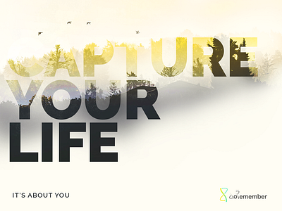 Capture you life - DoRemember app gradient landscape marketing quote typography