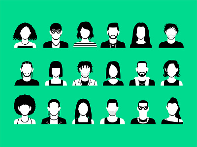 Group Of Character Avatars avatar group head icon millenial people teenager young