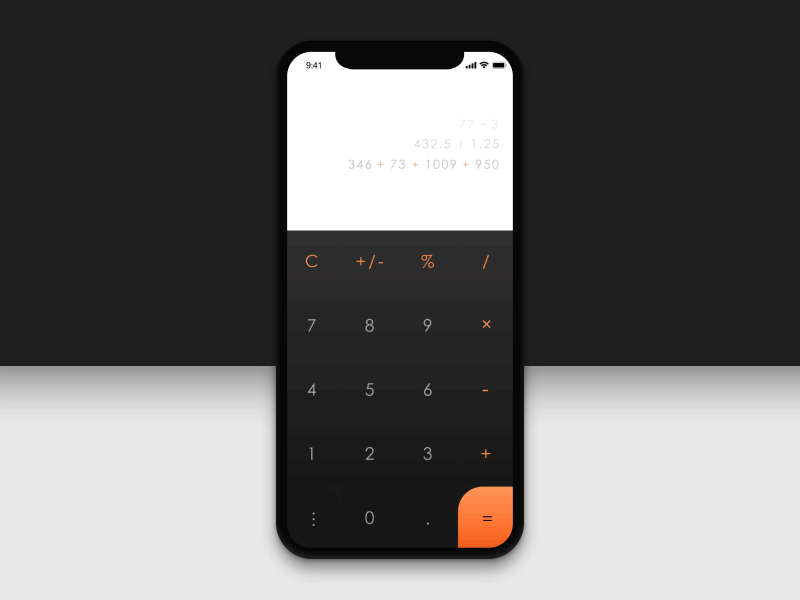 004/100 Calculator animation calculator daily ui daily ui challenge daily ux dailyui dailyuichallenge invision invision studio iphone x mockup prototype sketch 2