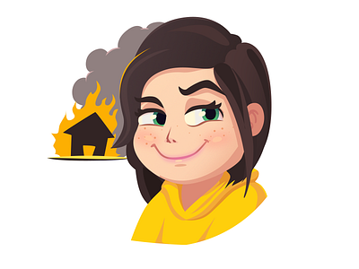 evil girl art bad character comic design emotions evil fire hous illustration photoshop stickers