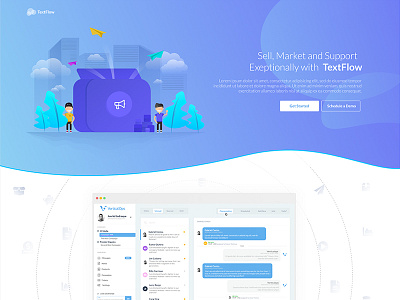 Text App Landing Page app blue landing page marketing text