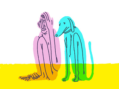 His friend understands his pain crying dog friend