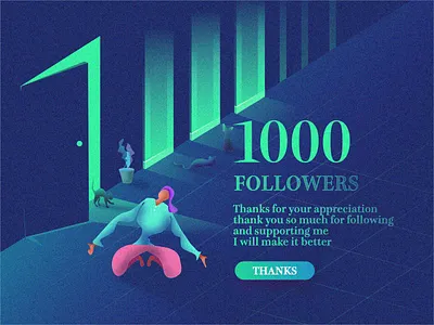 1000 Followers ui ux 向量 墙纸 平面 平风 设计