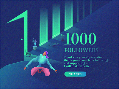 1000 Followers ui ux 向量 墙纸 平面 平风 设计