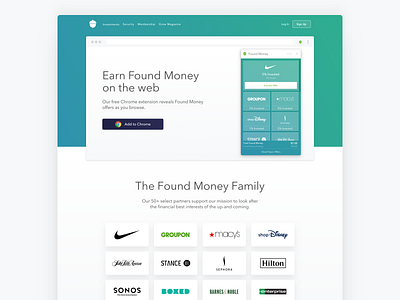 Acorns FM Chrome Extension - Marketing Site acorns chrome chrome extension found money gradient invest web