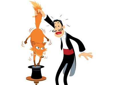 Magic Trick Gone Wrong adobe illustrator cartoon character drawing fox illustration magic trick magician vector