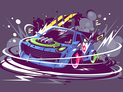 Racing sport car drifting car drifting flat illustration kit8 power race racing sport track vector