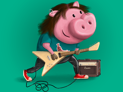 Piggy rocker animation character art character design design design art designspiration desinger digital 2d illustator illustration