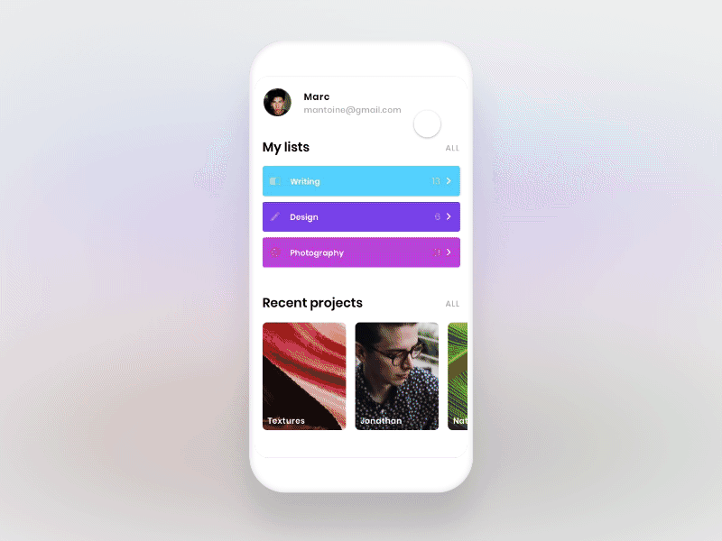 Project flow blur framerx interactive mobile portrait ui ux