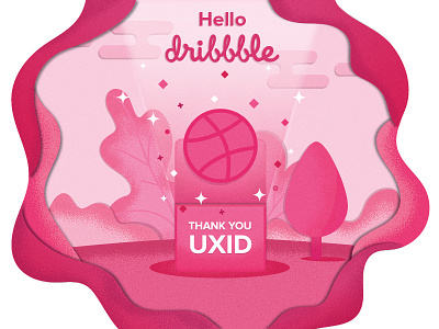 Hello Dribbble branding debut design gradient illustration logo soft ui