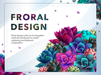 Polygonal Flower Illustrated Banner 3d artist artwork banner color digitalart drawing floral clipart floral illustration flowers flowers illustration graphic design hero image illustration ocean flowers polygonal sketching ui uitrends vector webdesign