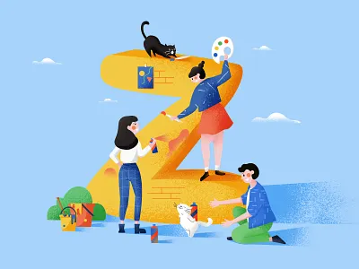 Let's paint together！ animation branding cat design draw illustration paint play together ui web website