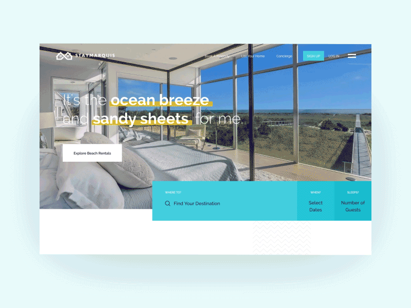 Stay Marquis - Homepage Search airbnb animation gif homepage location luxury properties property rental rentals search ui ux web website