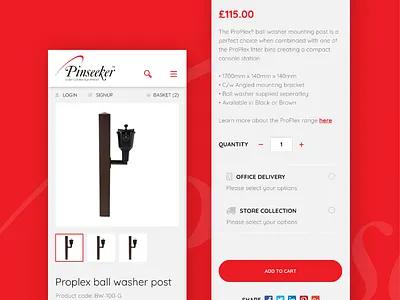 Pinseeker product page adobe xd cart design ecommerce product ui web design website