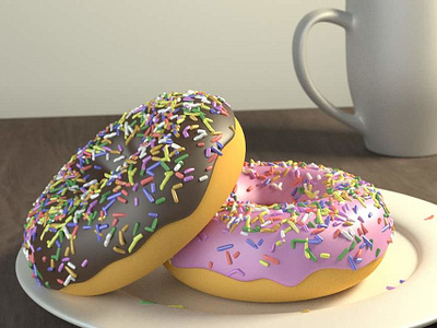 Donuts for breakfast blender blender 3d breakfast donut