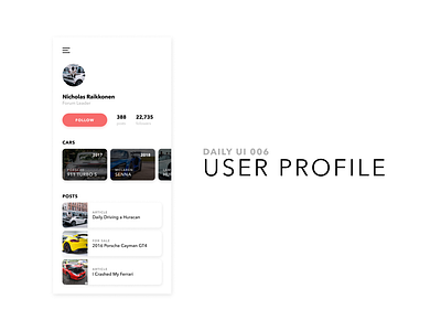 Daily UI 006 cars daily ui forum profile ui uidesign user user experience user interface user profile ux ux design