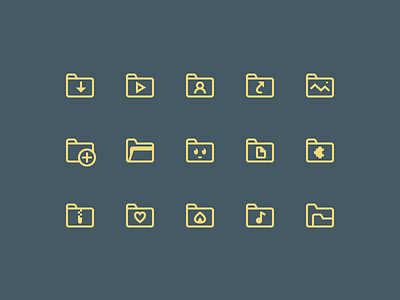 Simple Small icons: Folders 1em add archive design digital art download favorite folder folders graphic design icon icon set icons icons pack icons8 image outline ui vector yellow