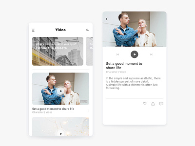 Video Player app card clean ios mobile page player sketch ui user interface video white