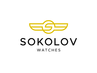 Sokolov circles classy falcon letter line logo luxury round s simple watch wings