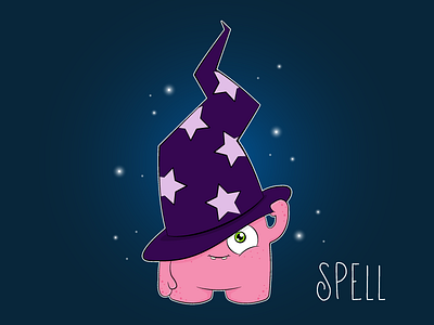 Inktober - Day 4 - Spell challenge creature cute digital fun inktober magic monster pink spell