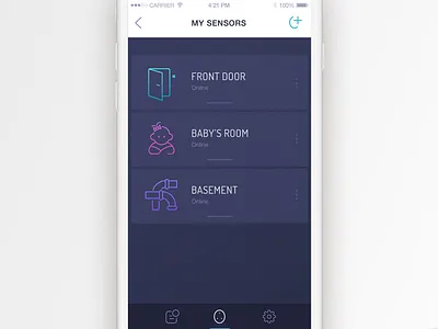 Oval Sensor List app app concept concept design inteface list mobile mobile app oval product design smart home ui