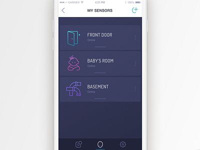 Oval Sensor List app app concept concept design inteface list mobile mobile app oval product design smart home ui