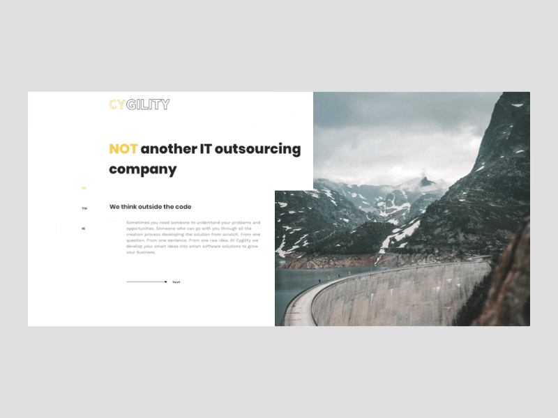 Cygility project animation case dark design figma homepage inspiration landing principle typogaphy ui ux web white
