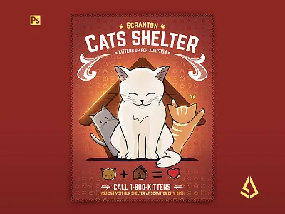 Cat Shelter Kitten Rescues Flyer Template animal shelters animals cat cat adoption cat shops cats shelters centres designer felines feral cats flyer kitten kitty layout orphans pet print ready promotion rescues template