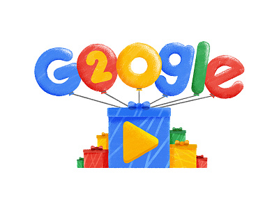 Google Doodle 20th Anniversary anniversary balloons birthday celebration color colour doodle gift google illustration palette