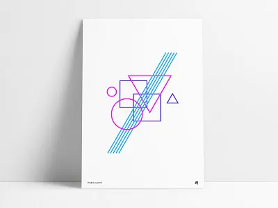 Retro Geometric Poster abstract art blue bright circle colorful design electric geometric neon pink poster print purple retro shapes square triangle vintage wall art